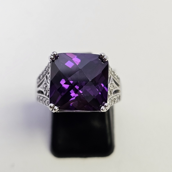 Ross Simons Checkerboard Cut Amethyst Ring Size 7 - Picture 12 of 17
